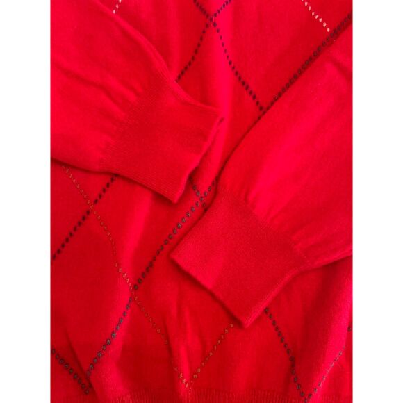 NWT Maus Hoffman Mens 100% Scottish Cashmere Sweater L Red Argyle Luxury Holiday - Picture 6 of 13